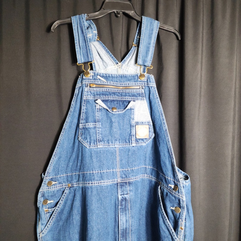 Berne Men Blue Denim Bib Overalls Relaxed Fit Workwear B910SWD 48x32 Medium Wash
